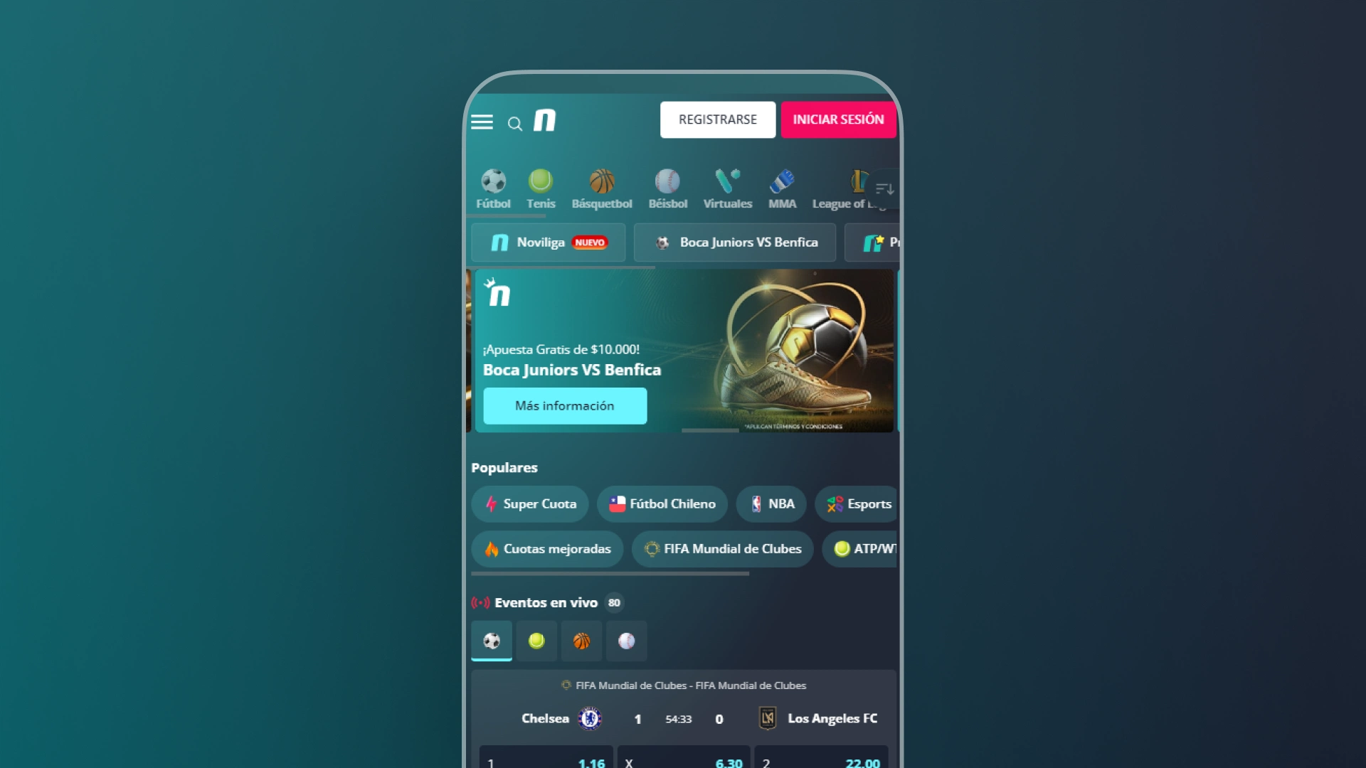 captura de pantalla app home novibet