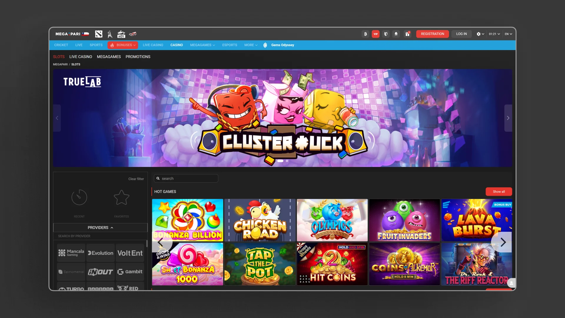 captura de pantalla casino Megapari