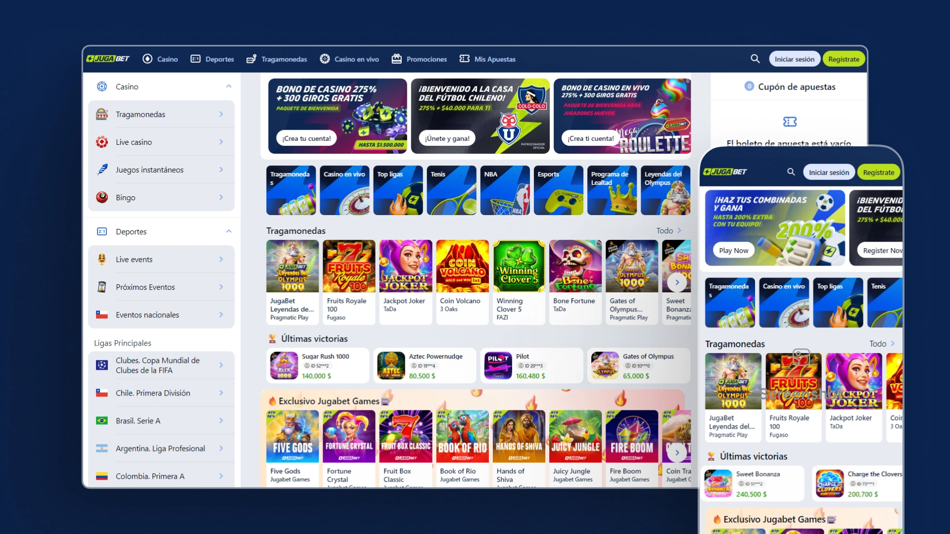 captura de pantalla comparativa app sitio web jugabet
