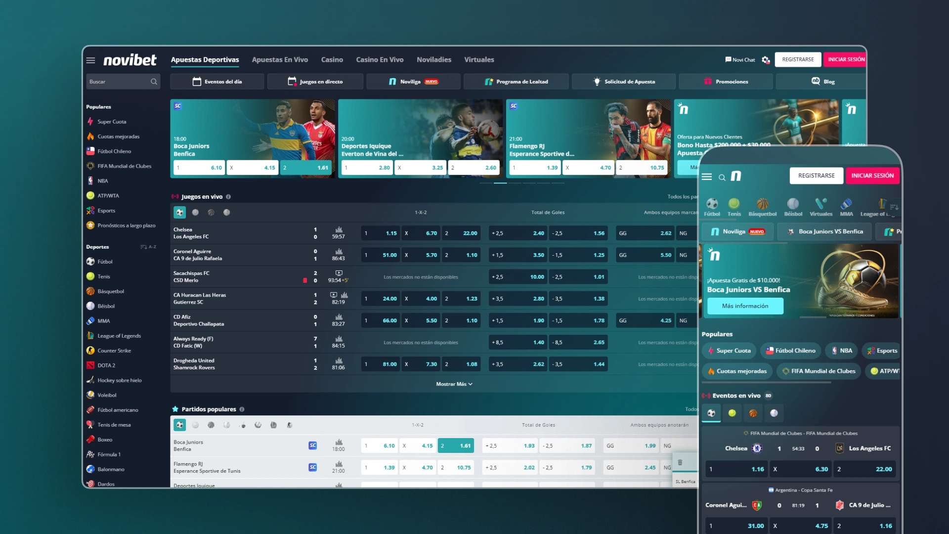 captura de pantalla comparativa app sitio web novibet