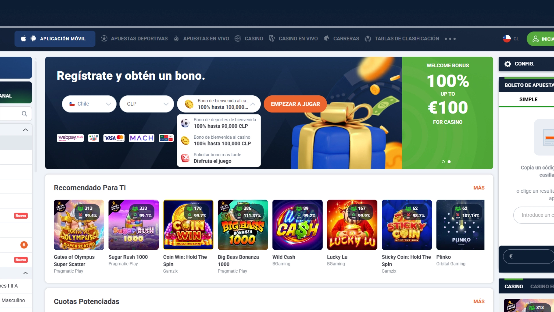 captura de pantalla Bono de registro 20bet