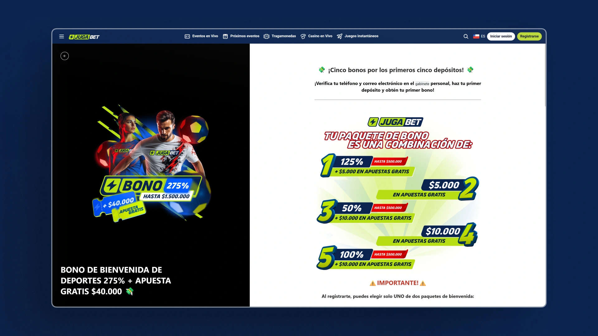 captura de pantalla Bono de registro jugabet