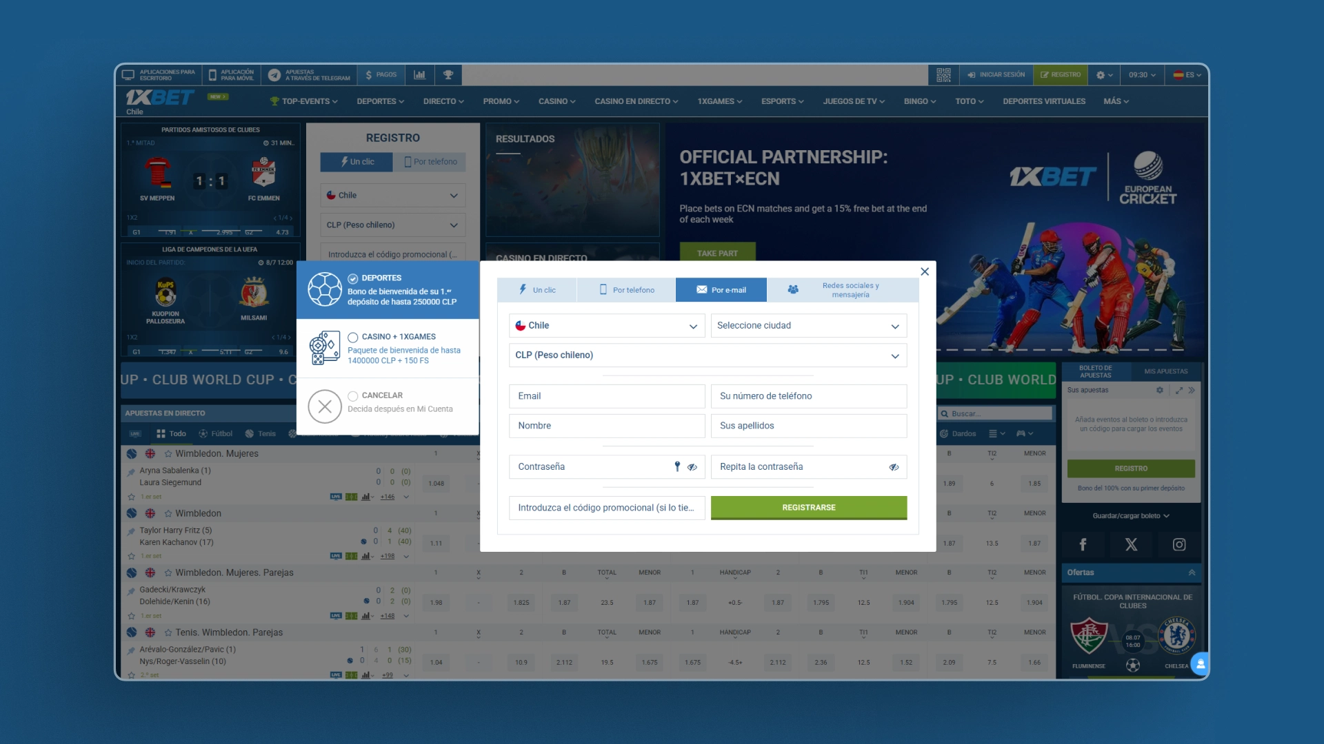 captura de pantalla Cómo registrarse 1xbet