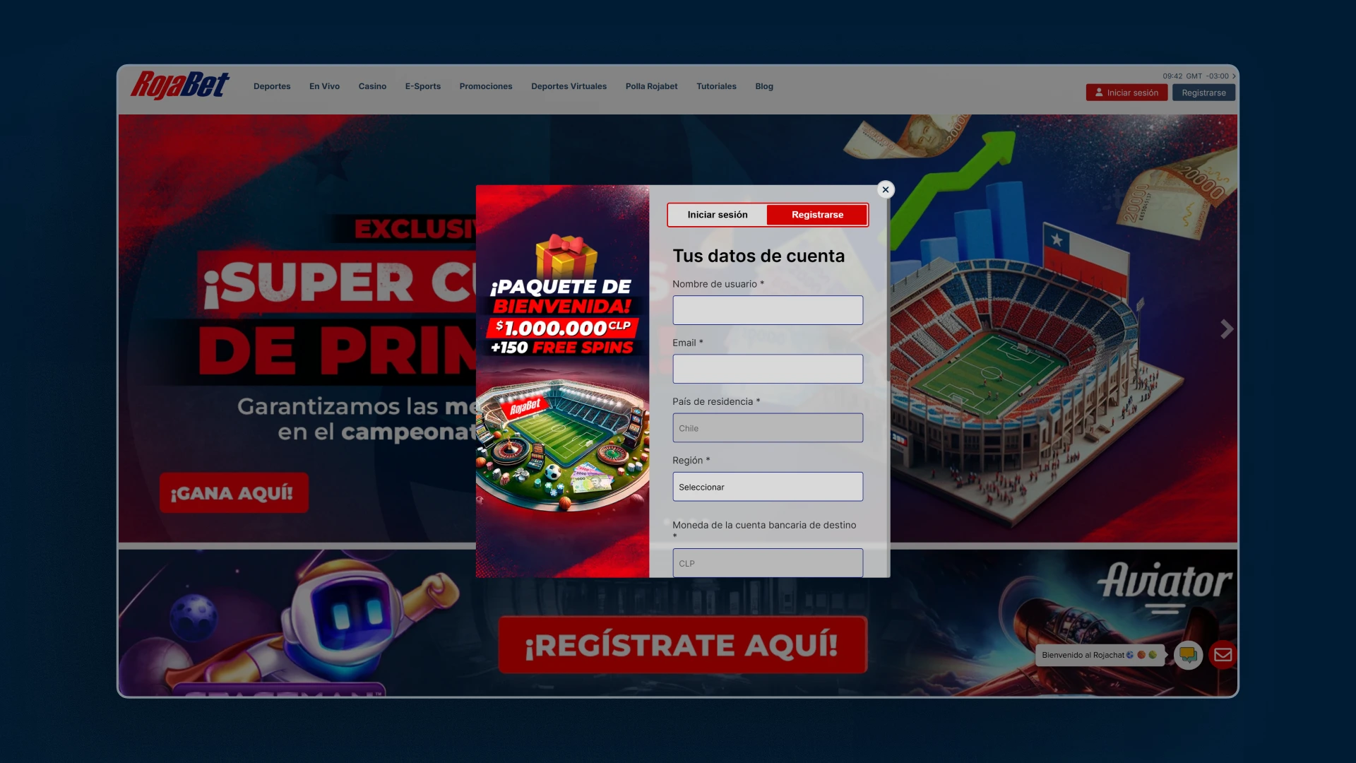captura de pantalla registro rojabet