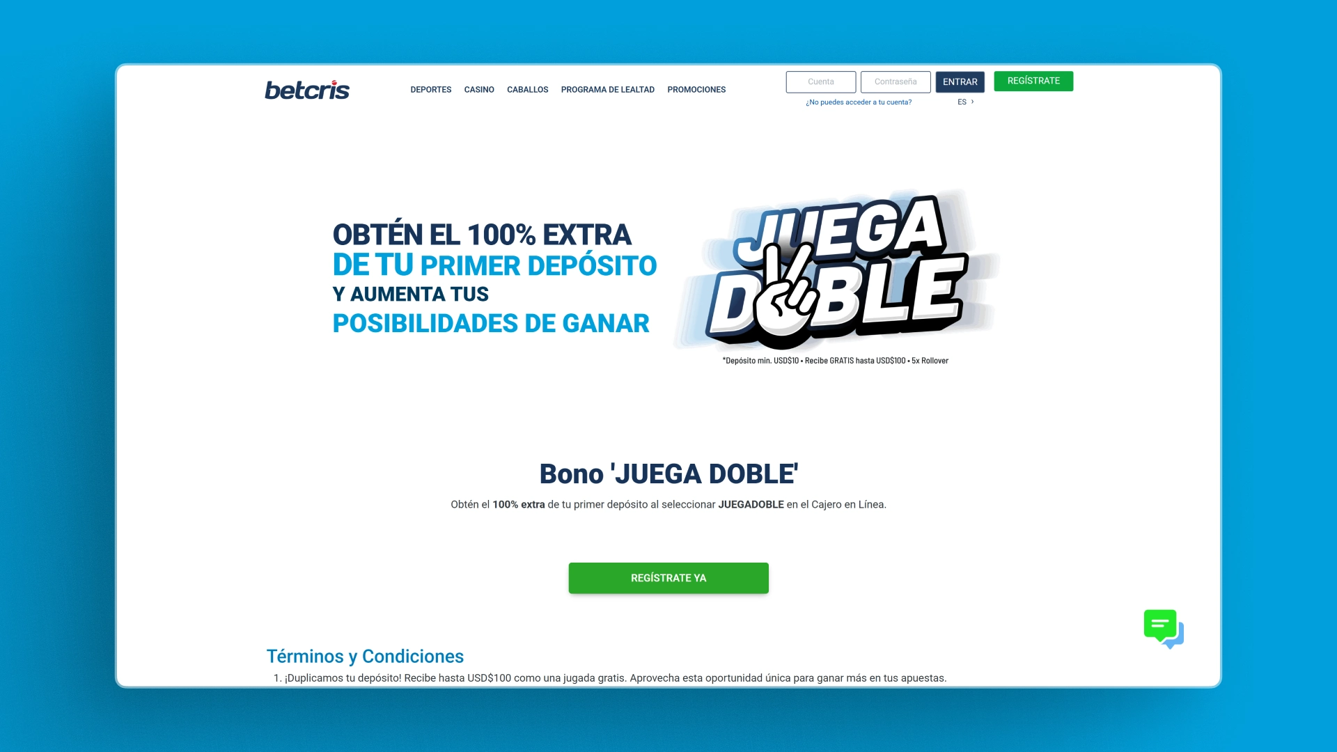 imagen Bono de registro betcris