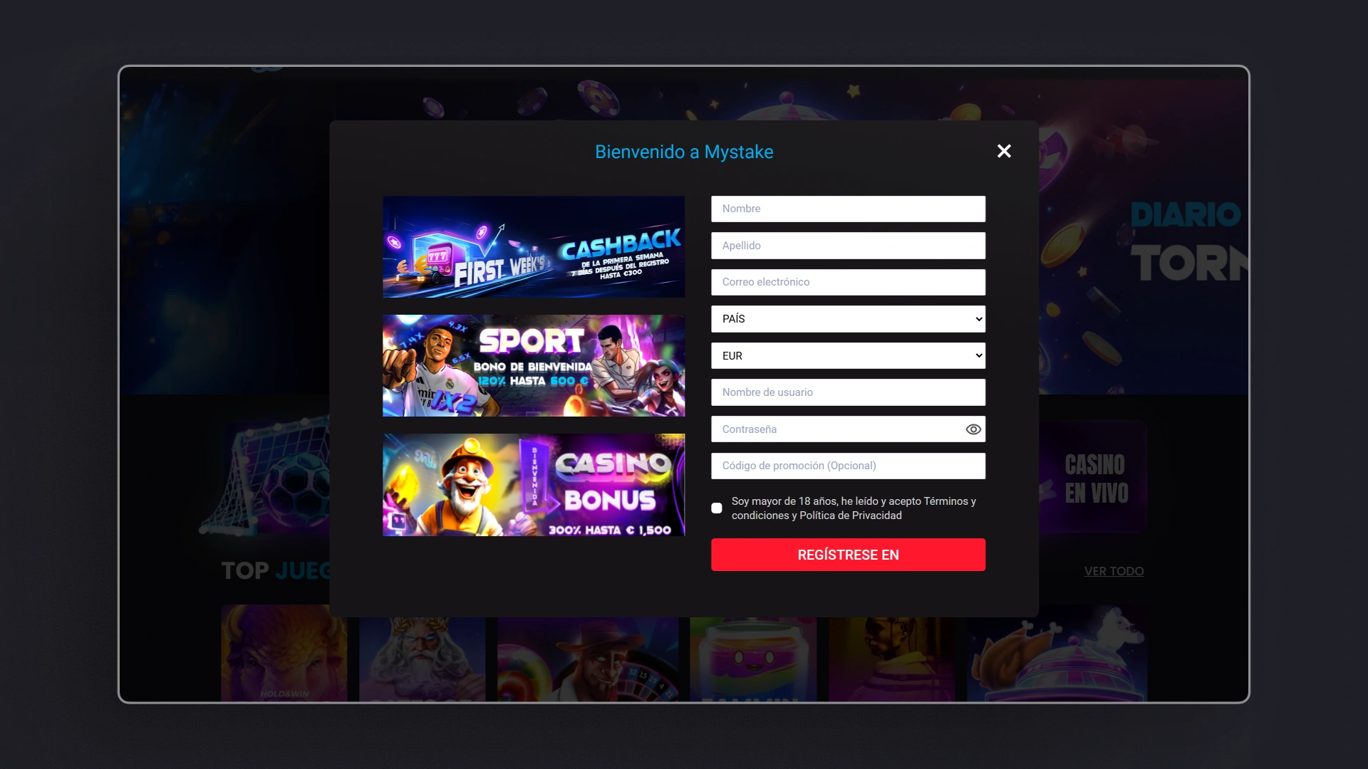 imagen registro MyStake