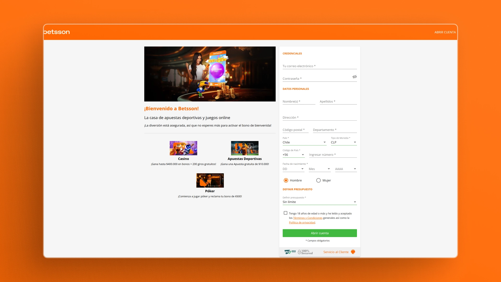 captura de pantalla Cómo activar el bono betsson