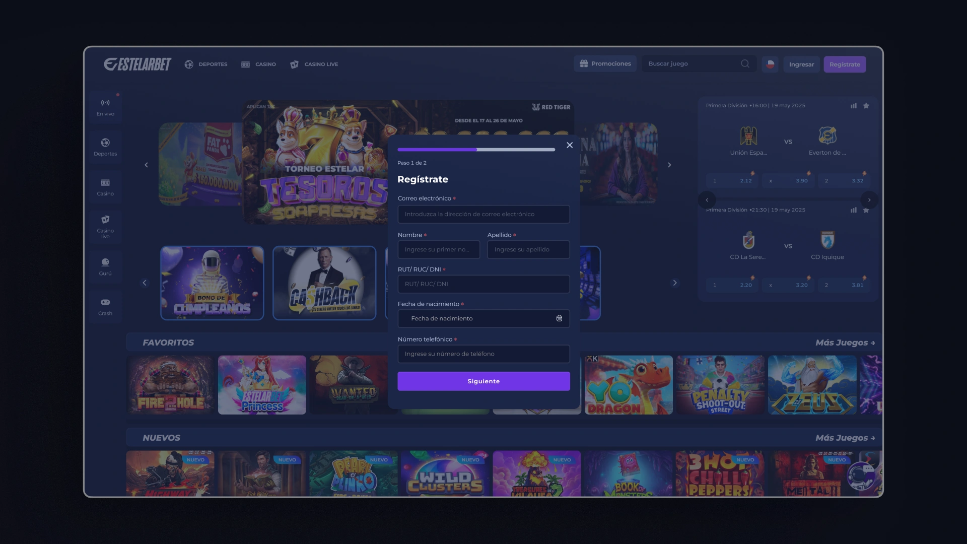 captura de pantalla Cómo registrarse Estelarbet