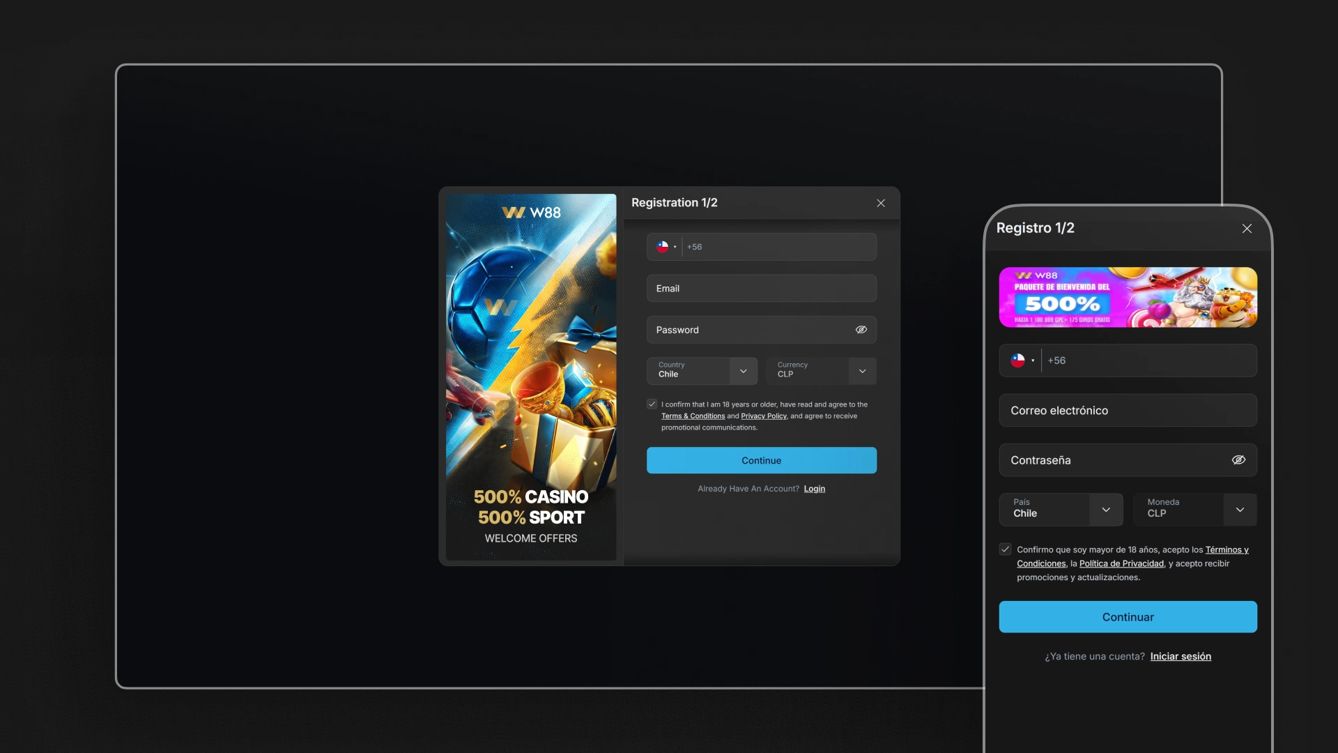 captura de pantalla Cómo registrarse W88
