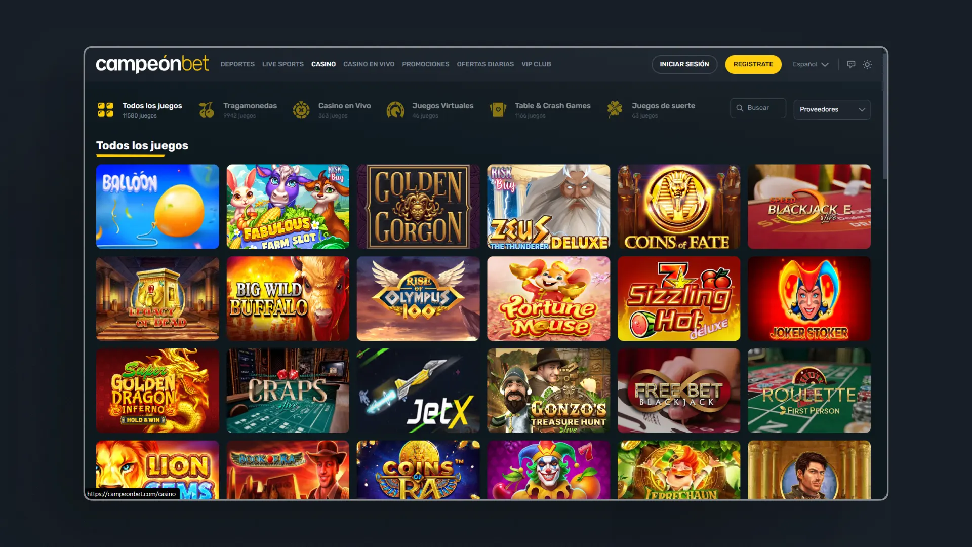 captura de pantalla casino Campeonbet