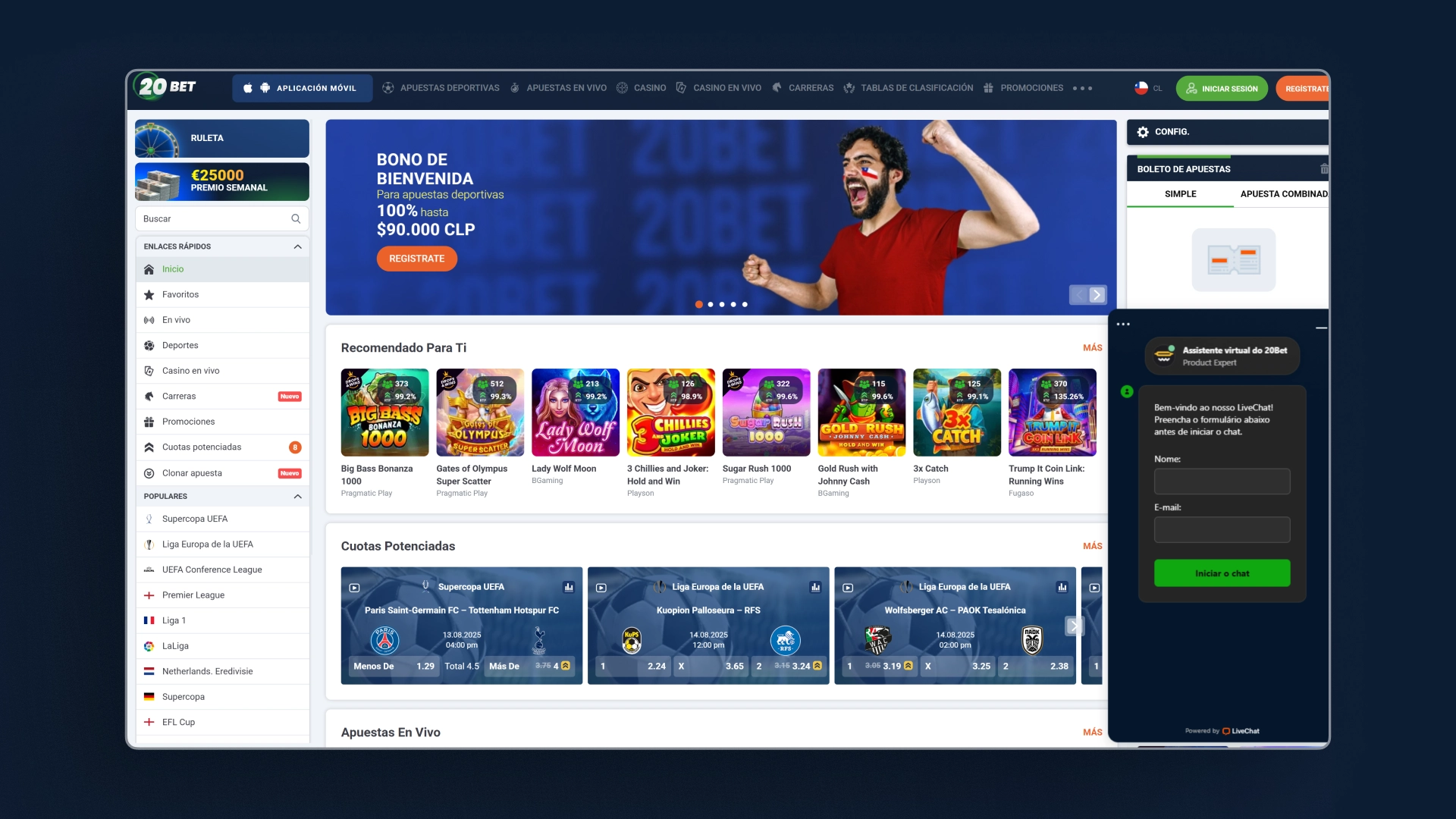 imagen Chat en vivo 20Bet