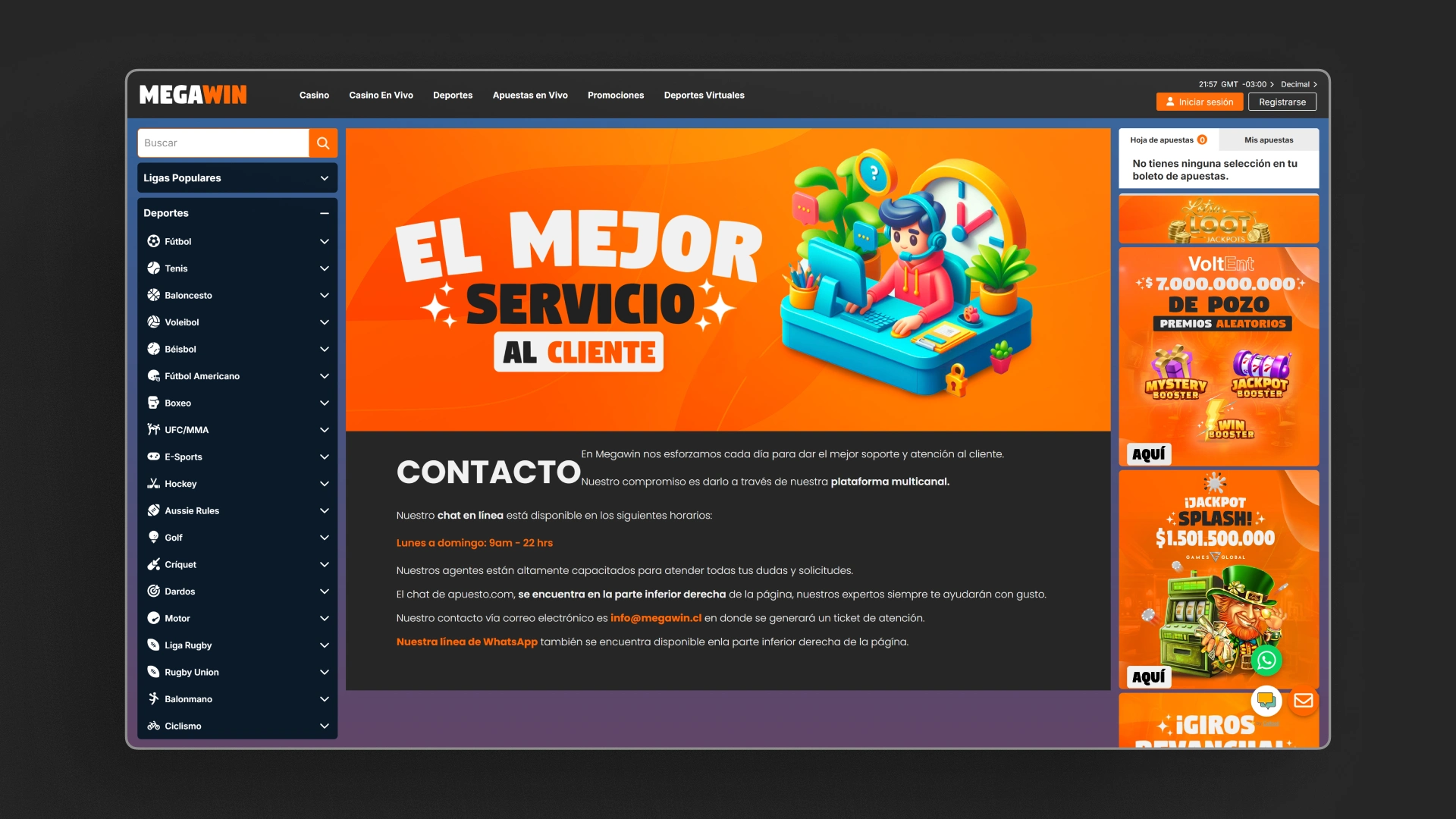 imagen Chat en vivo MegaWin