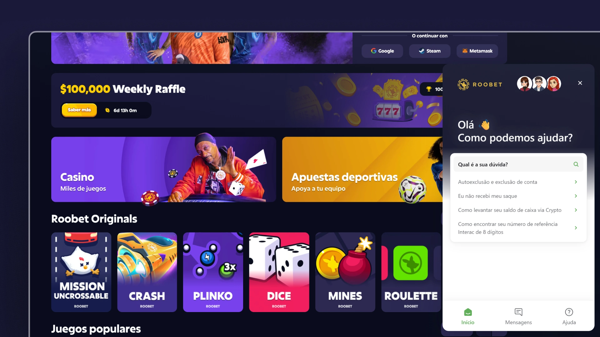 imagen Chat en vivo Roobet