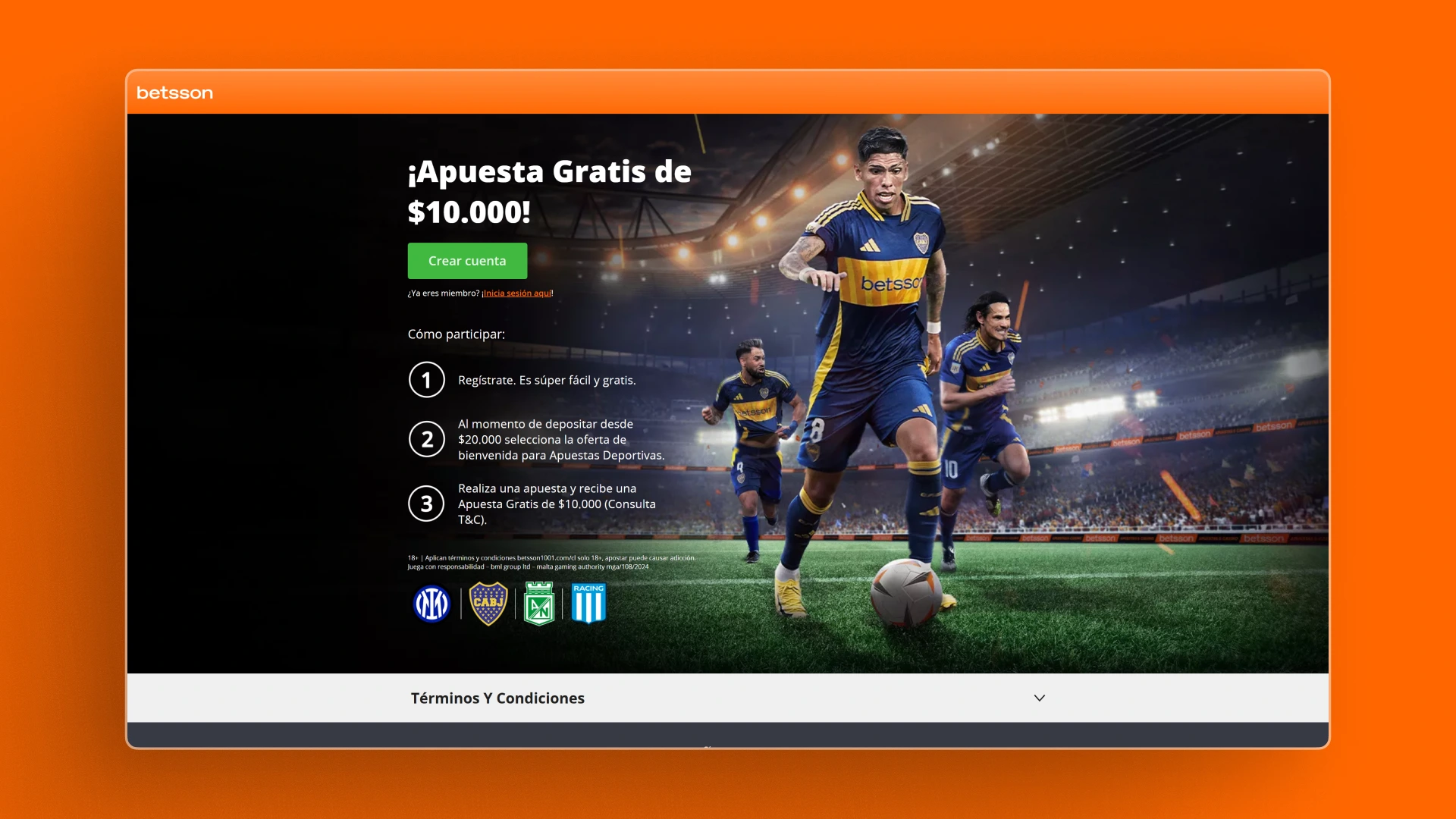 imagen Bono de registro betsson
