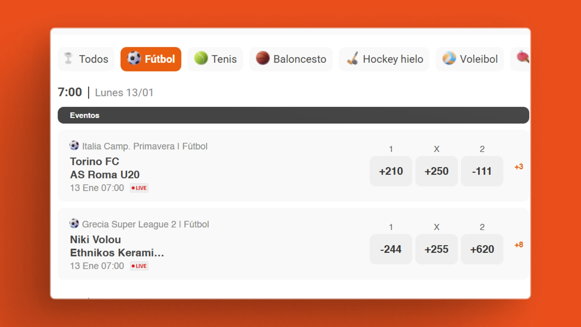 captura de pantalla Deportes luckia