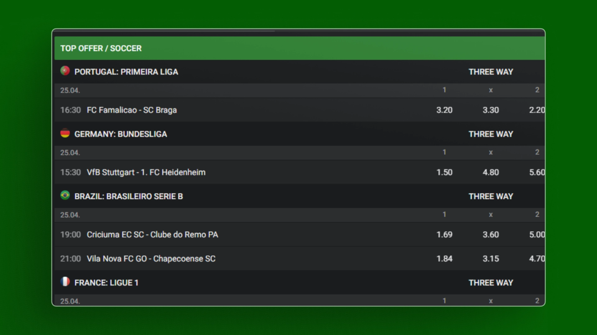 captura de pantalla Odds Brazino777