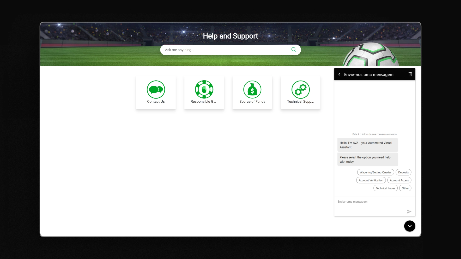 captura de pantalla atencion al cliente Betway