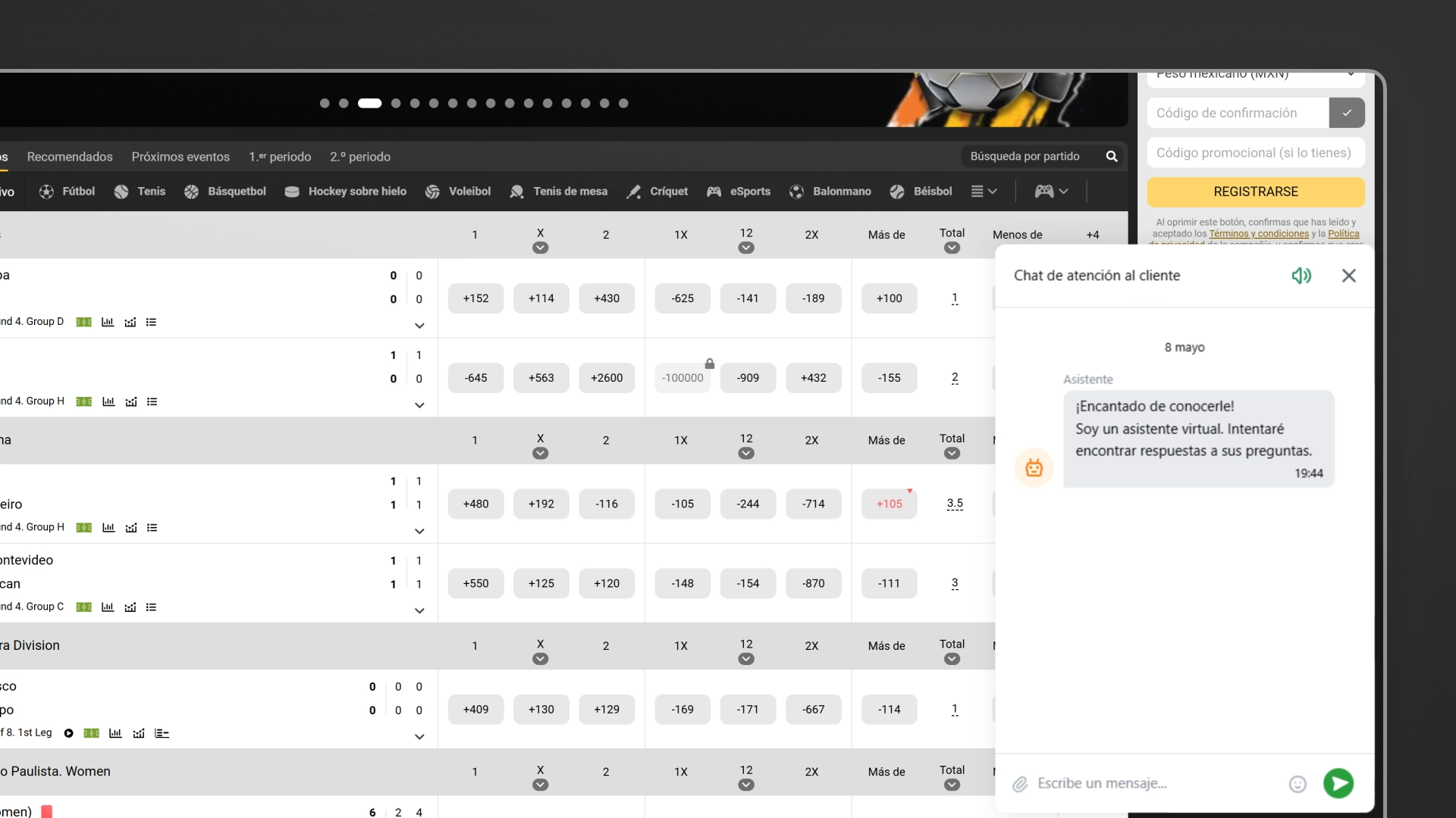 captura de pantalla Atención al cliente Melbet