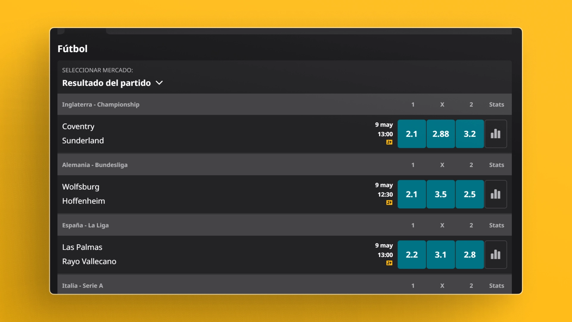 captura de pantalla Odds betfair