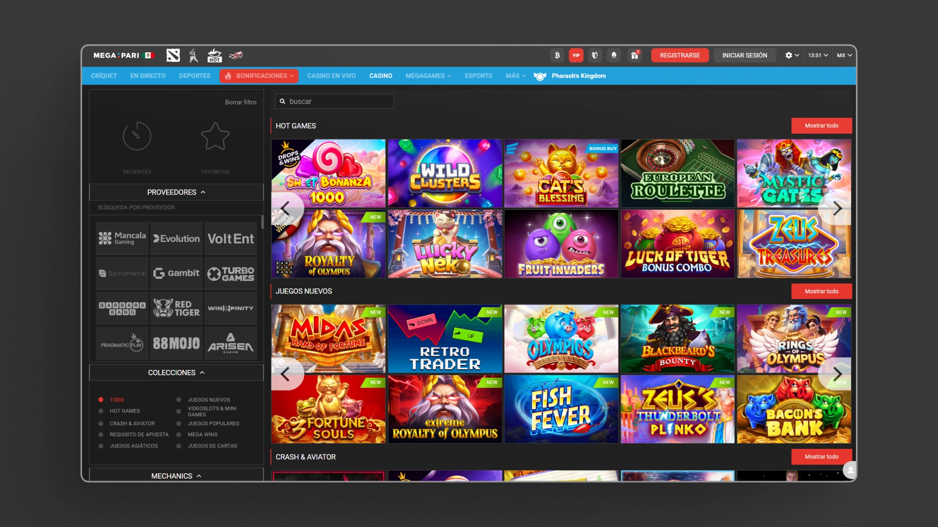 captura de pantalla casino Megapari