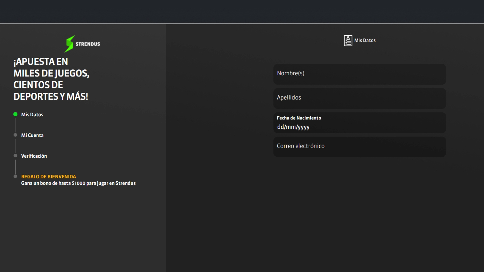 captura de pantalla Cómo registrarse Strendus