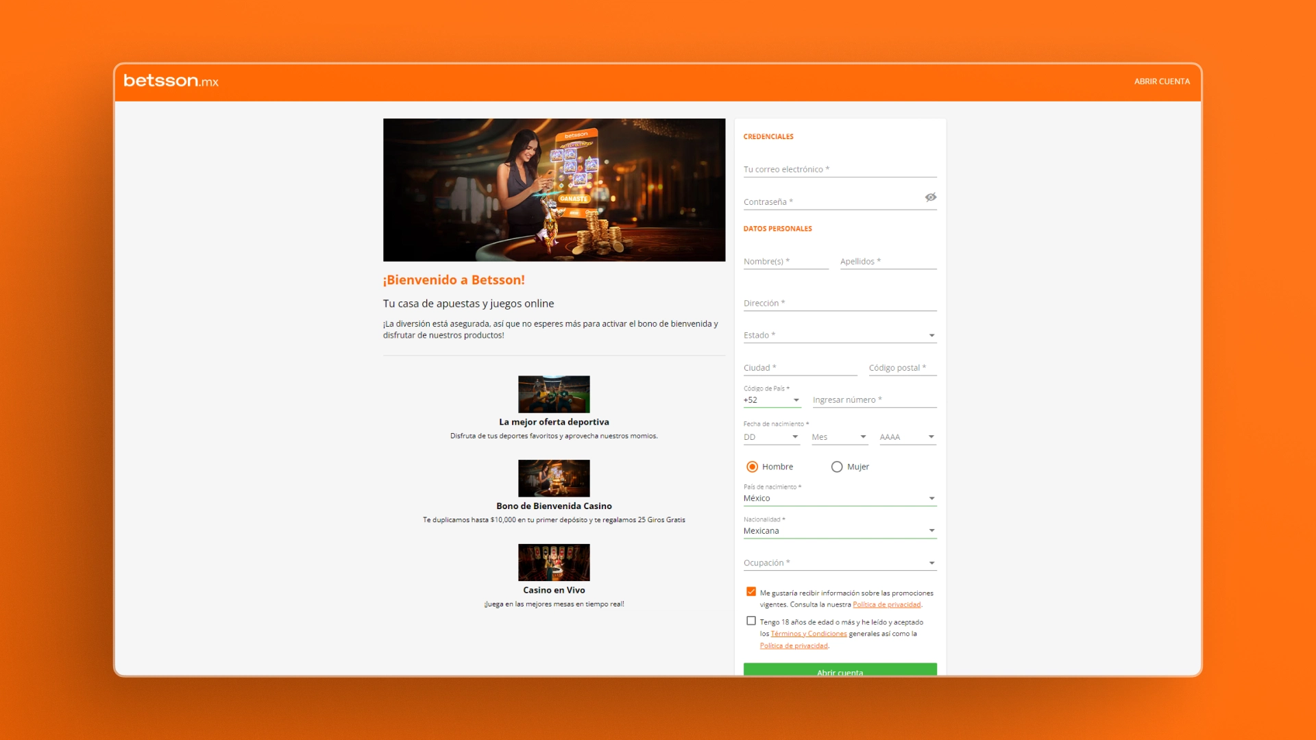 captura de pantalla Cómo registrarse betsson
