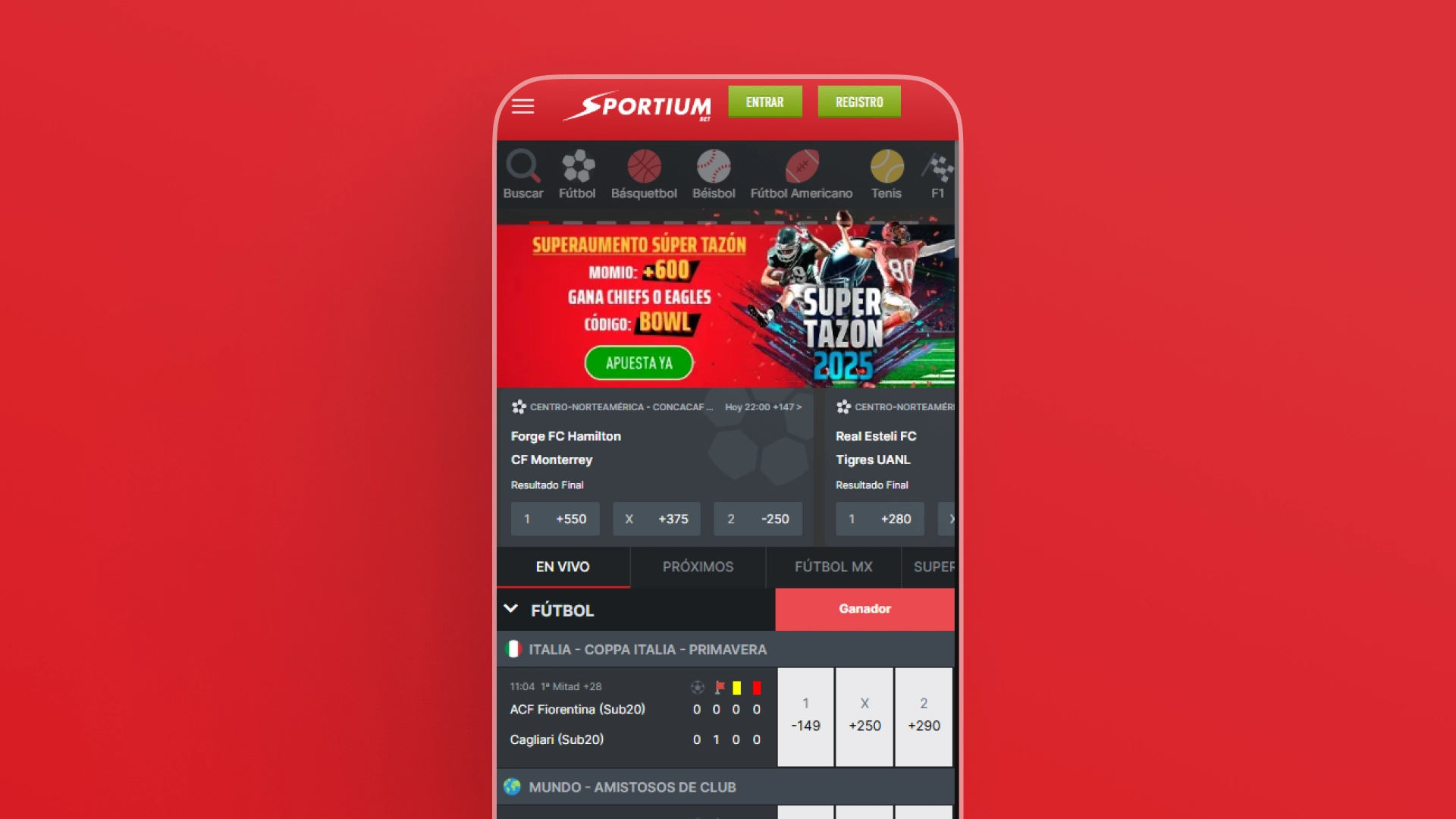 captura de pantalla app sportiumbet