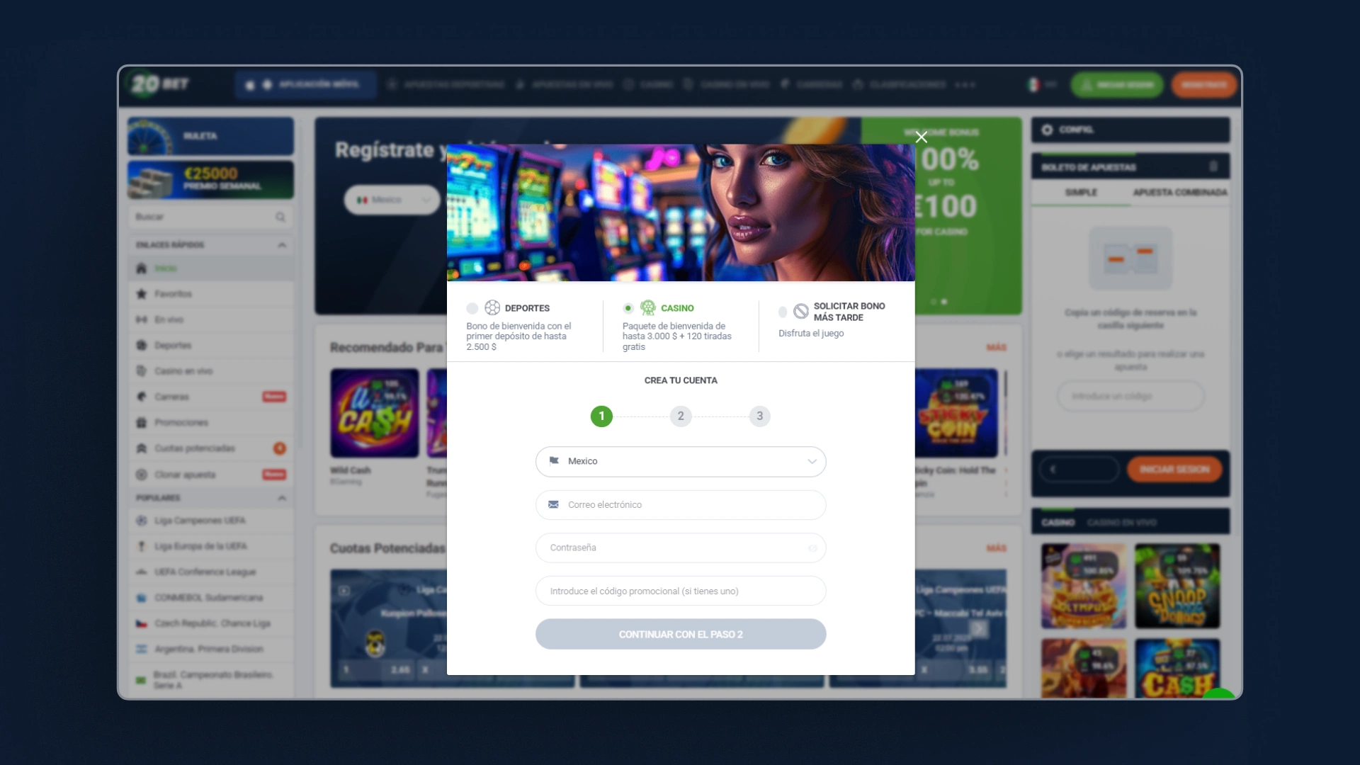 captura de pantalla Cómo registrarse 20bet