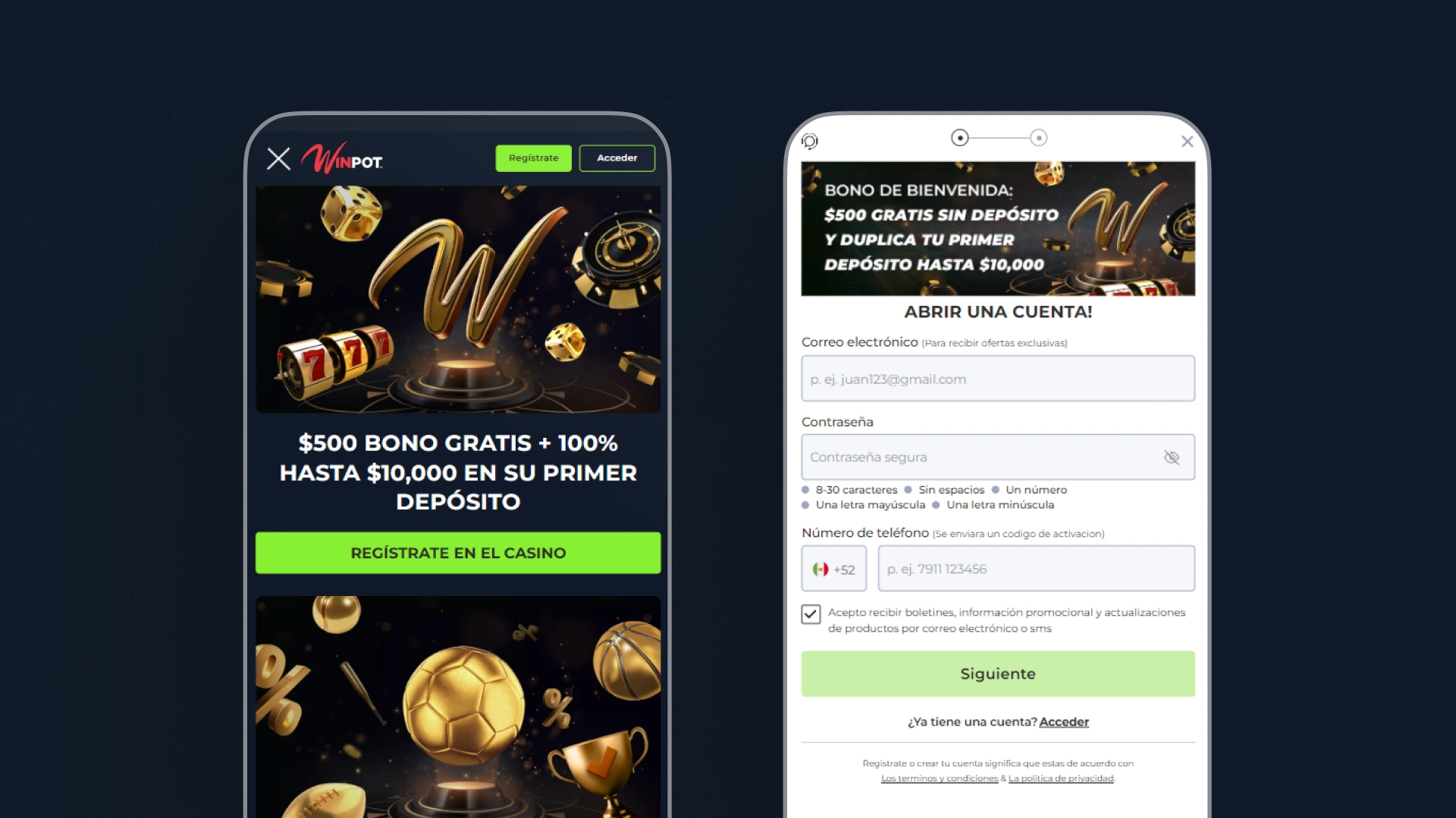 captura de pantalla Cómo registrarse app winpot