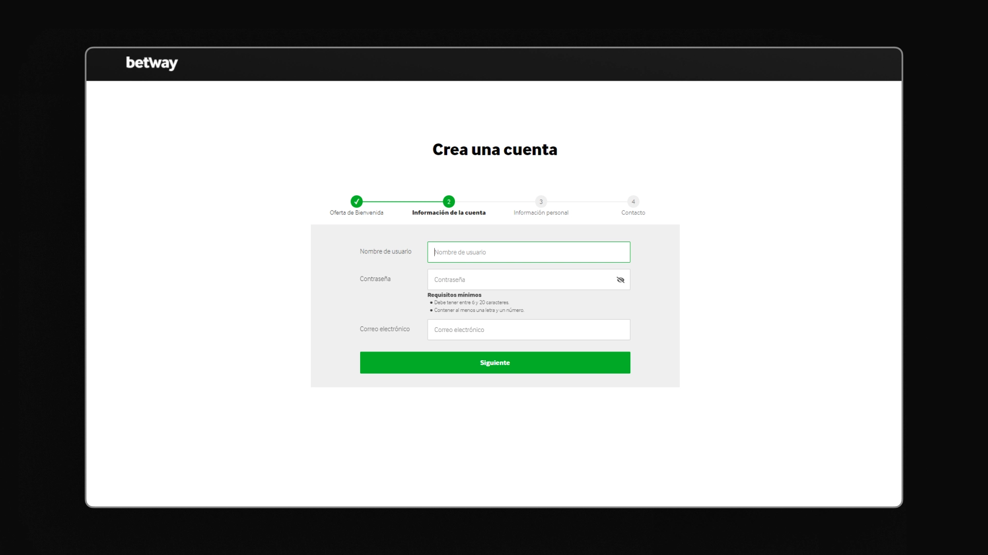 captura de pantalla Cómo registrarse betway