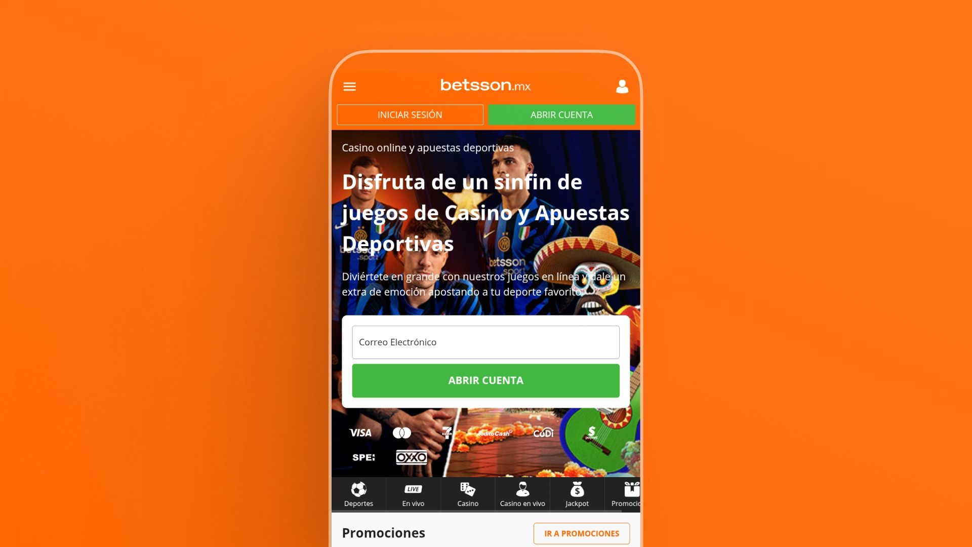 captura de pantalla app betsson