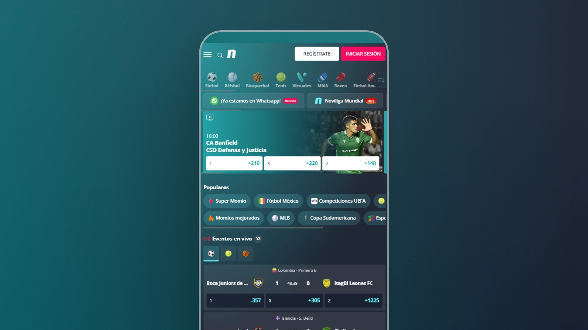 captura de pantalla app novibet