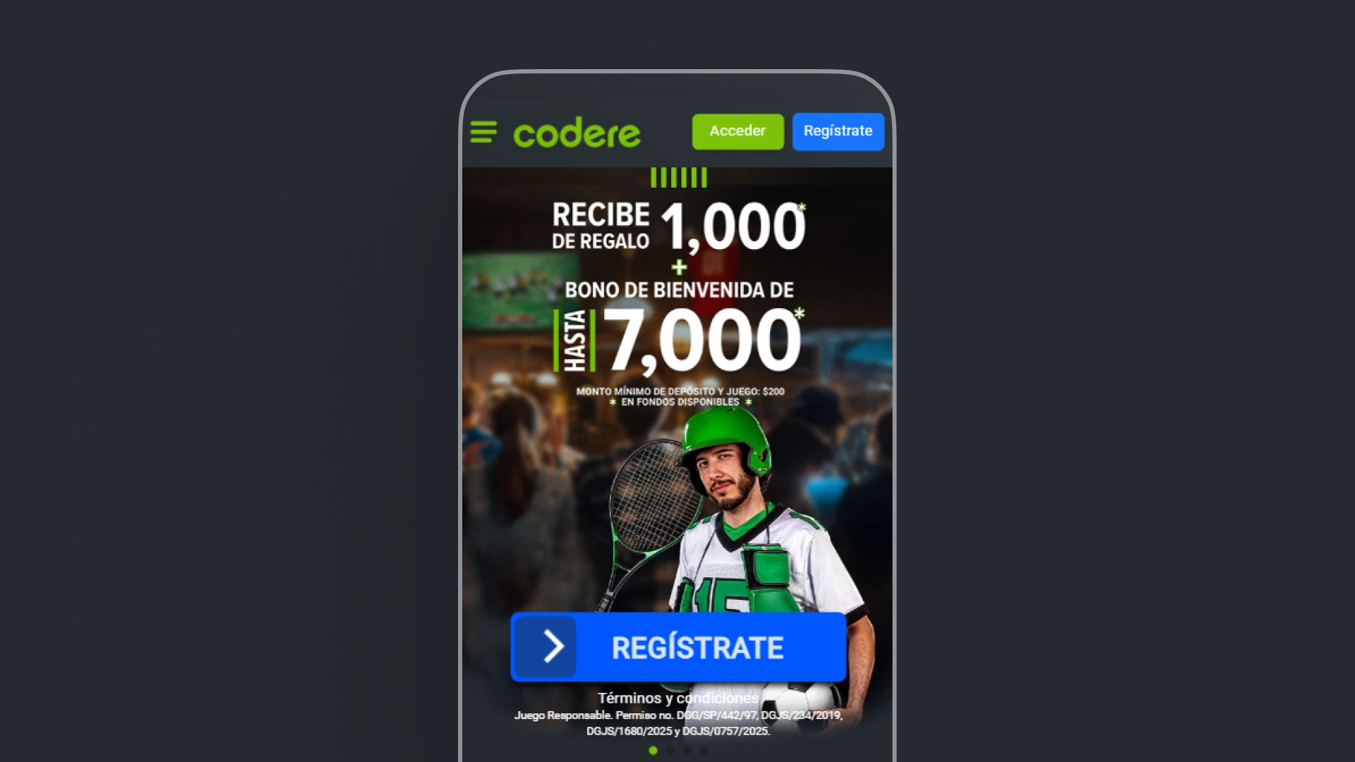 captura de pantalla bono app codere