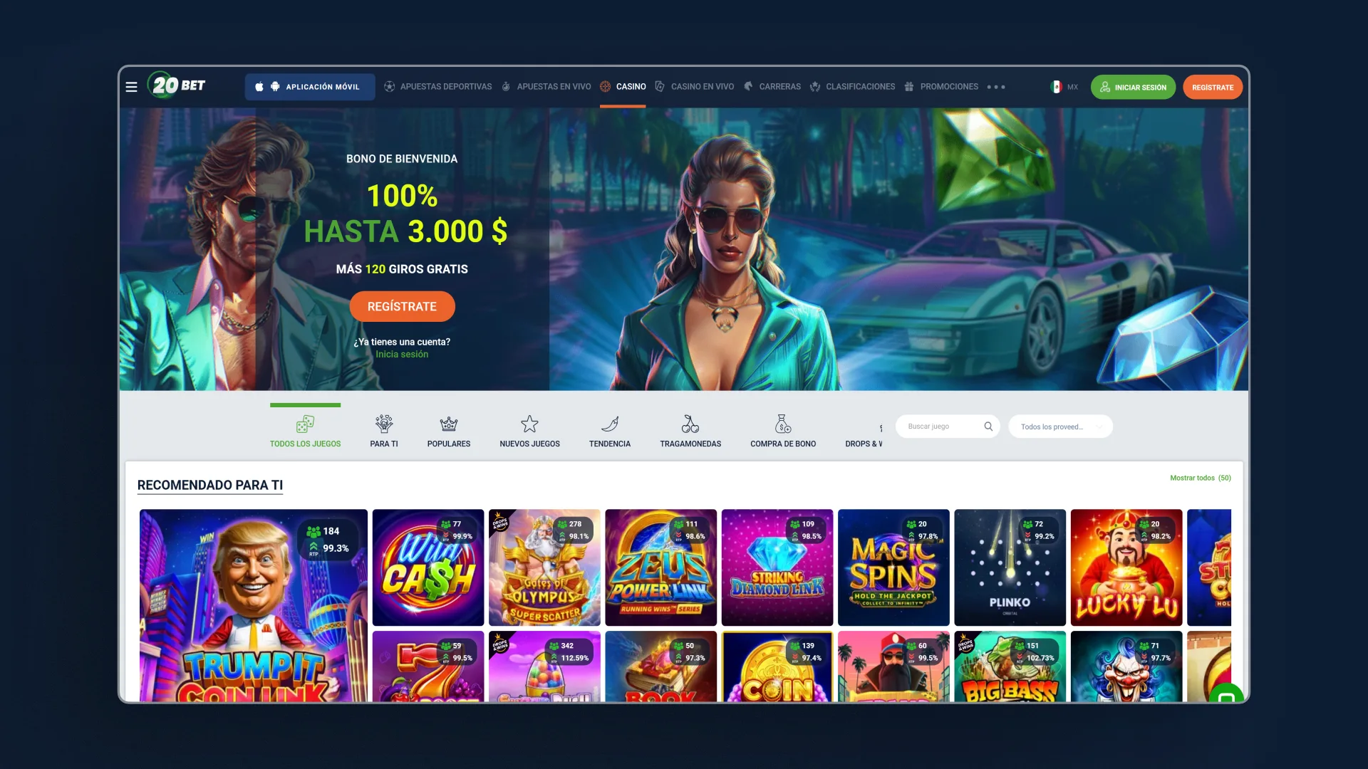 captura de pantalla casino 20bet