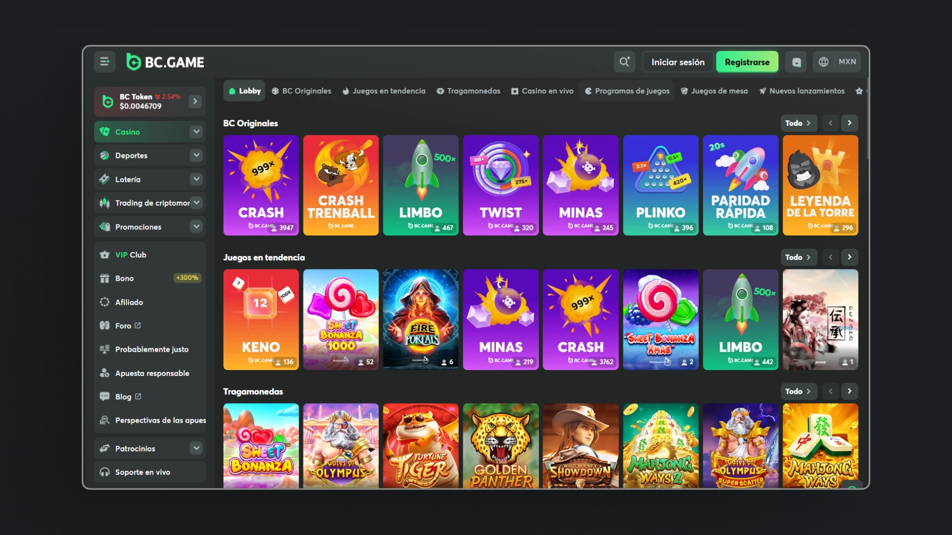 captura de pantalla casino bcgame