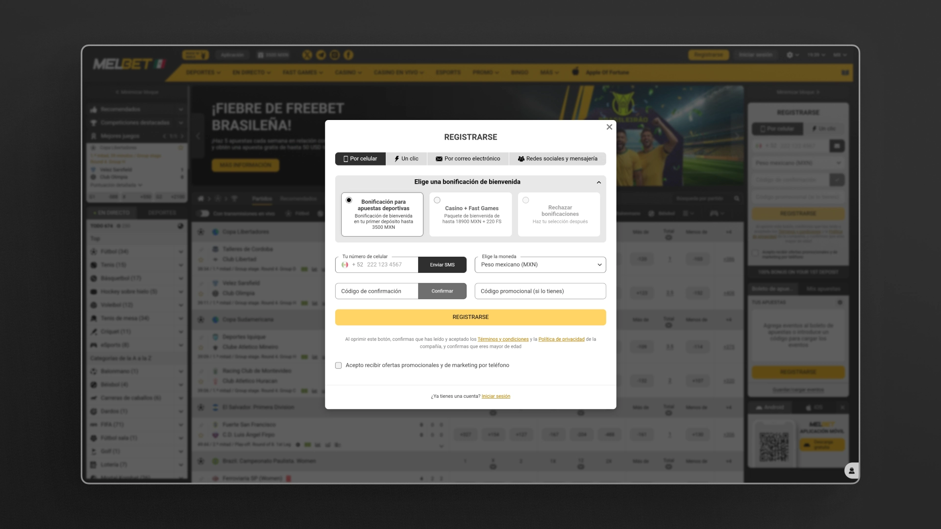 captura de pantalla registrarse sportiumbet melbet
