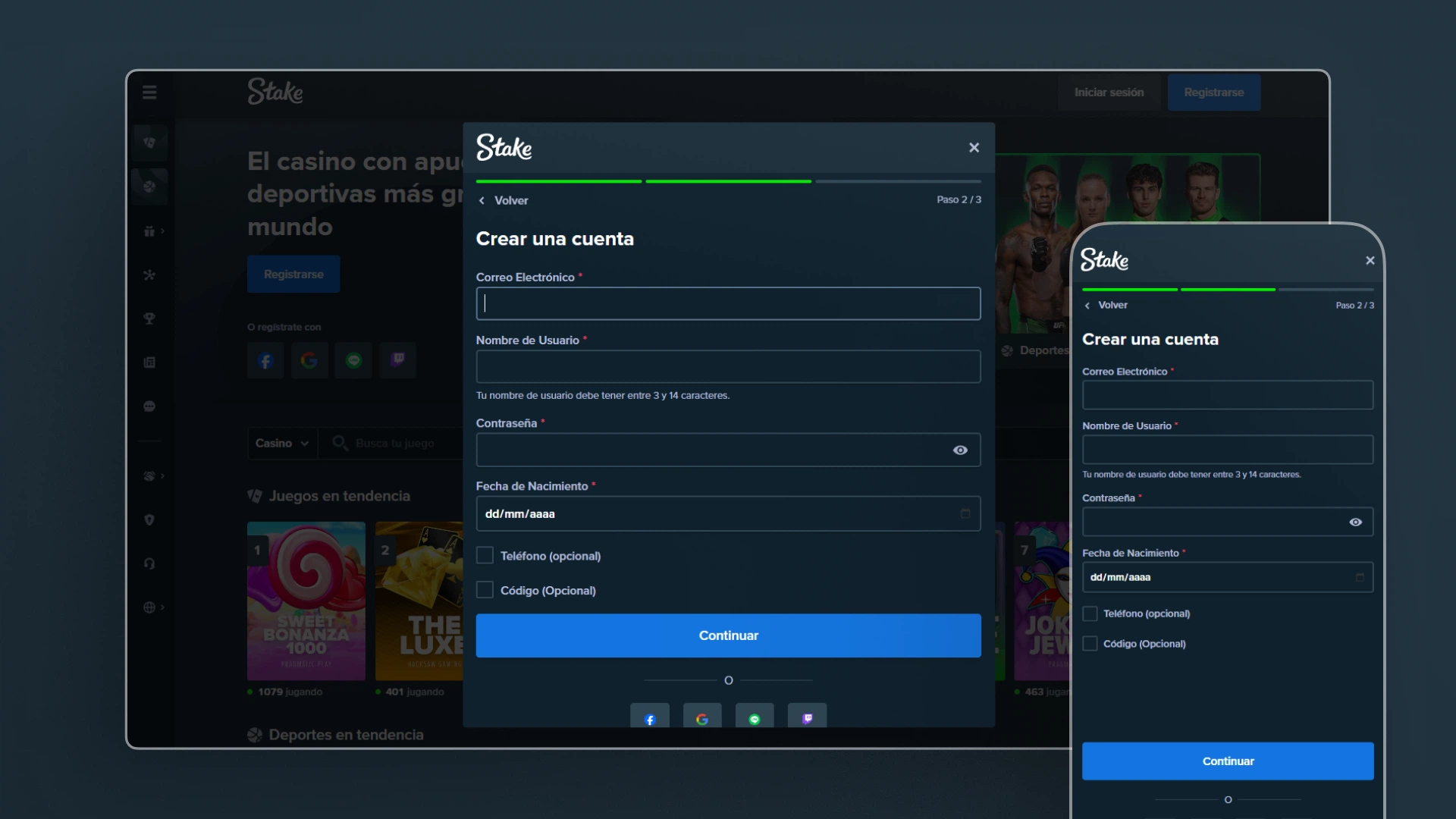 captura de pantalla Cómo registrarse Stake