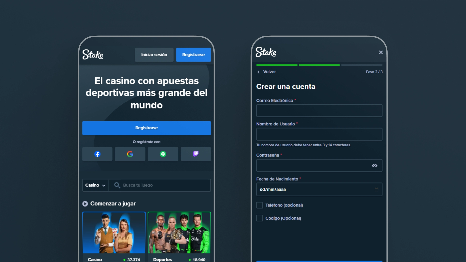 captura de pantalla Cómo registrarse app Stake