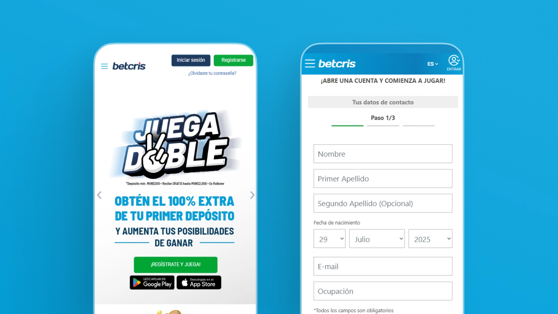 captura de pantalla Cómo registrarse app betcris