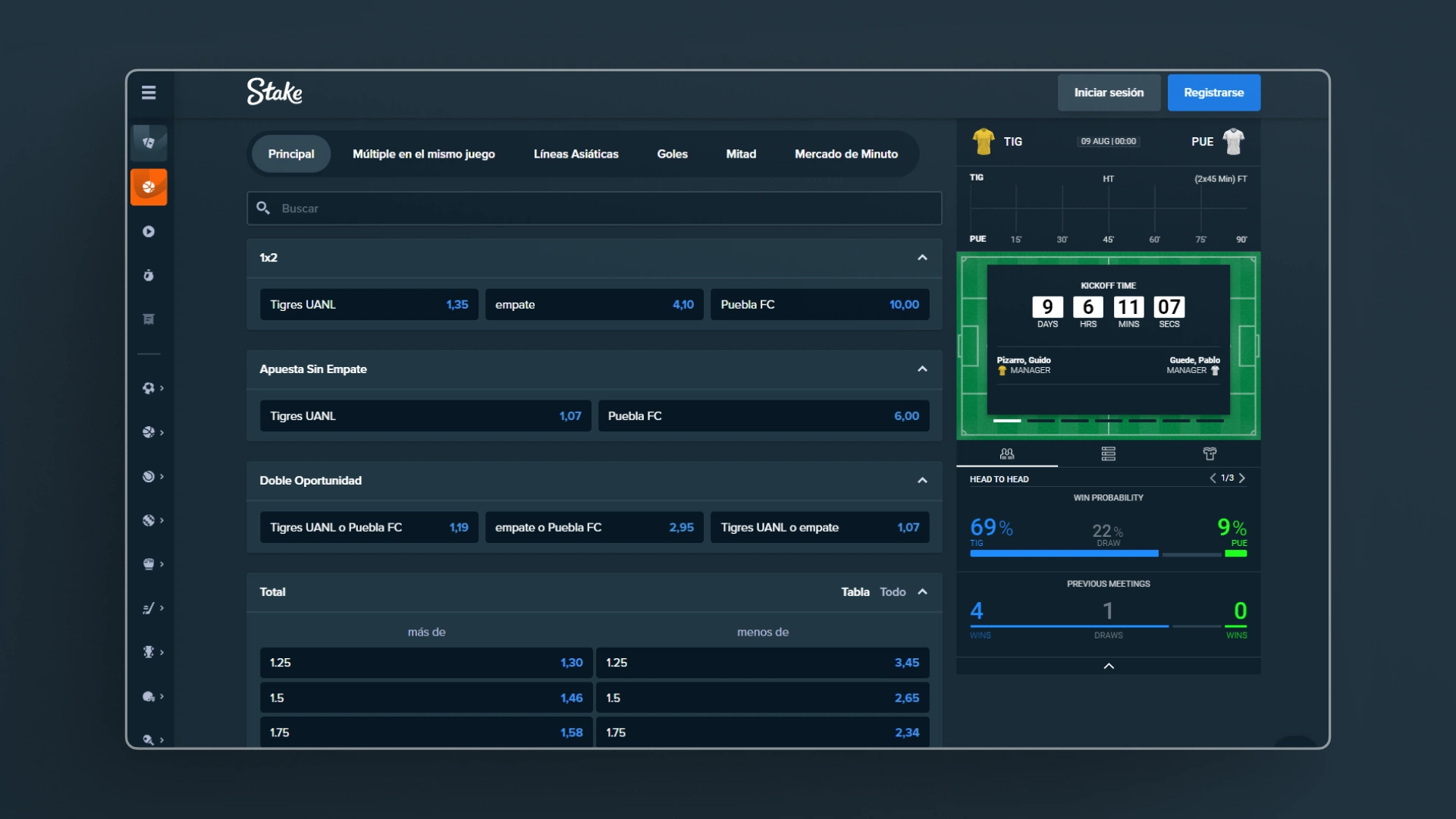 captura de pantalla Mercados destacados Stake