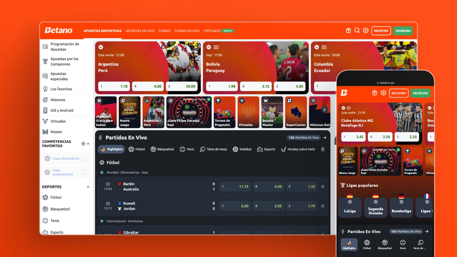 captura de pantalla App Vs Web betano