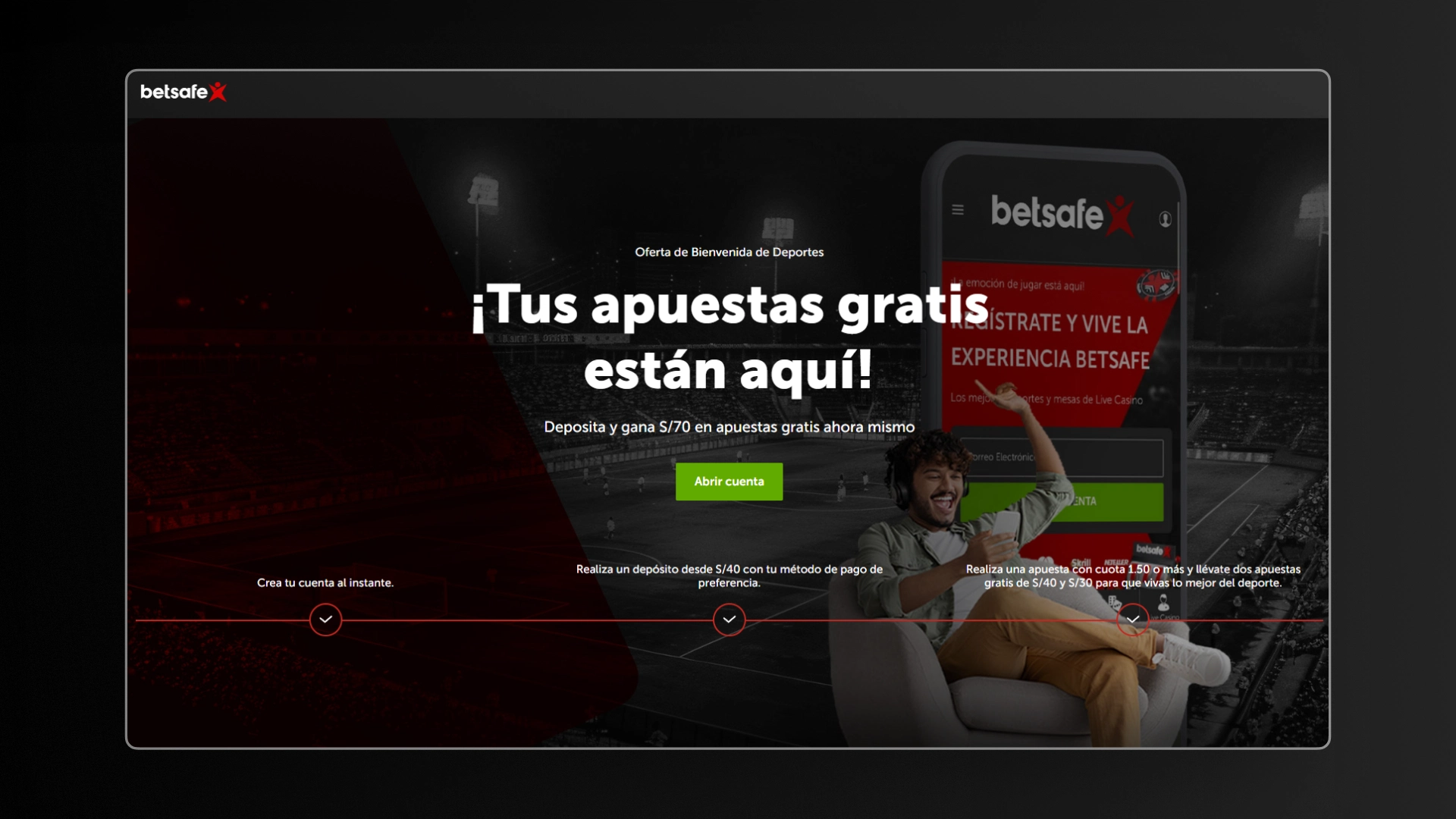 captura de pantalla bono de bienvenida betsafe