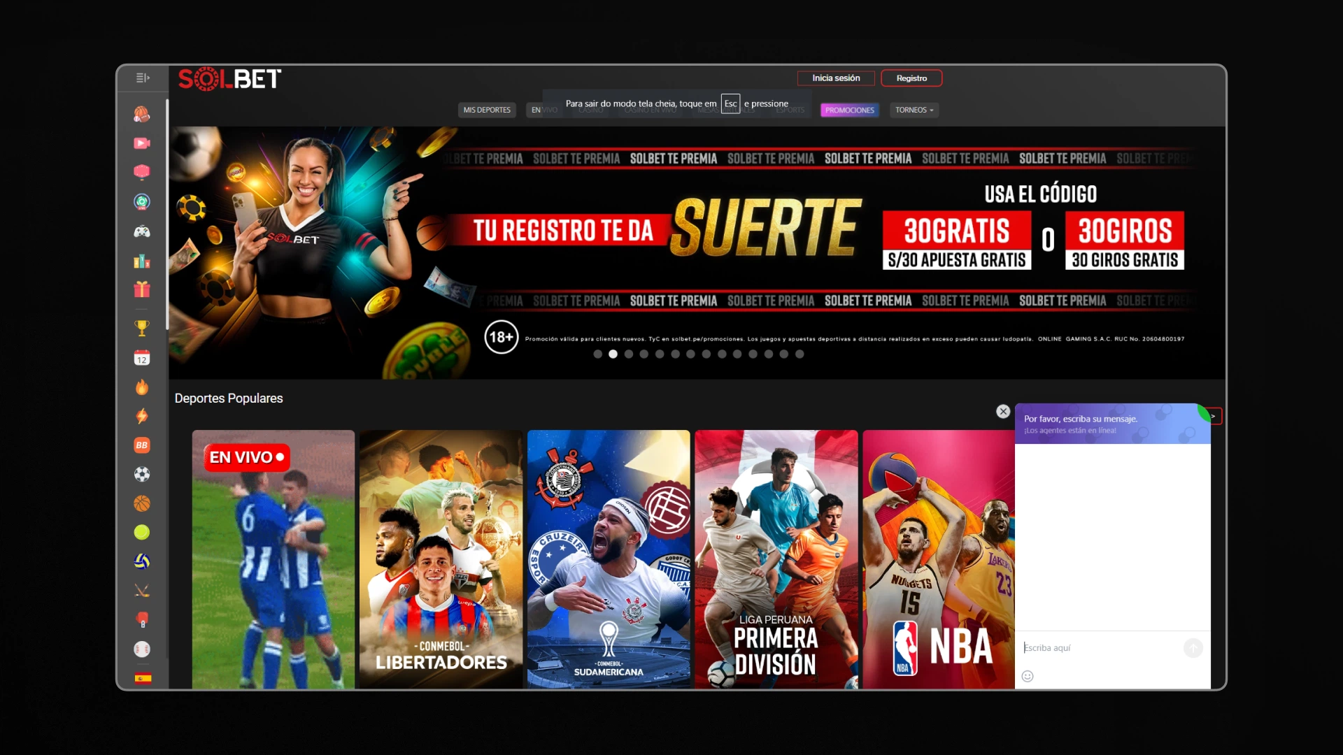 captura de pantalla atencion al cliente solbet