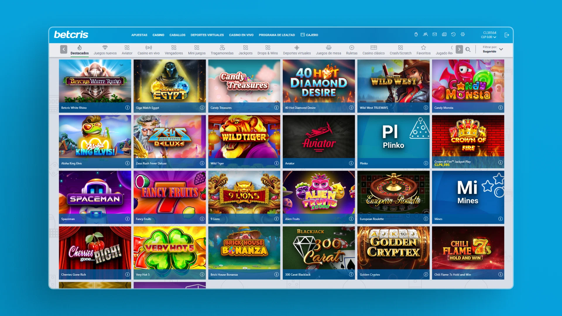 captura de pantalla casino betcris