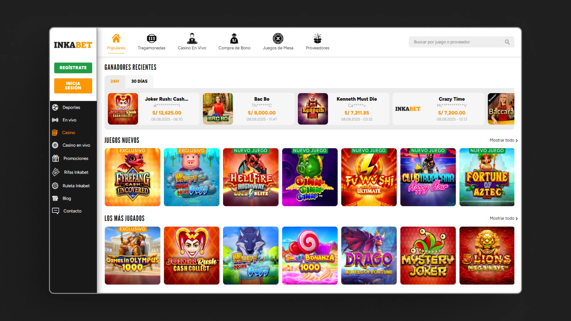 captura de pantalla casino inkabet