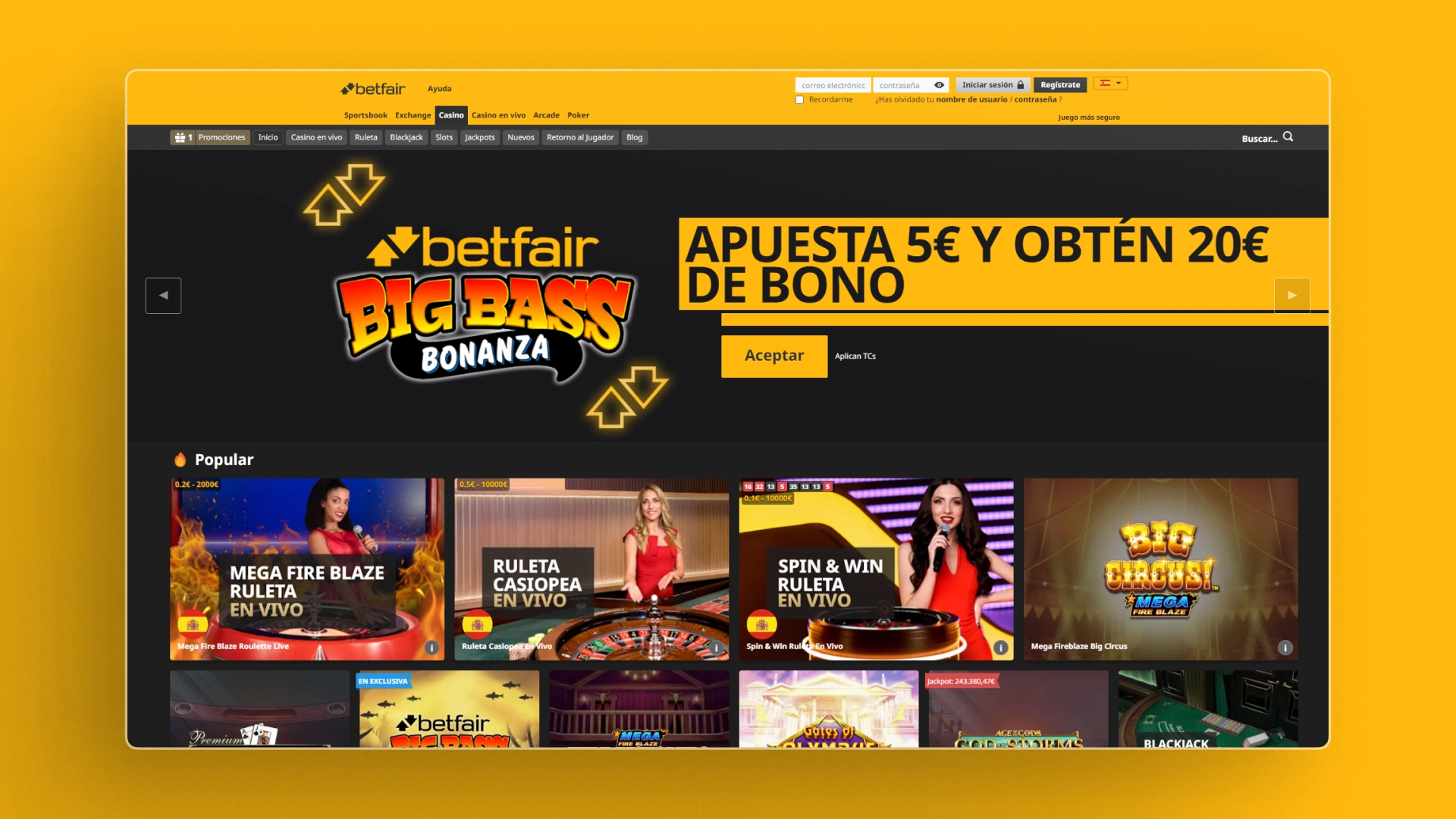 captura de pantalla casino betfair