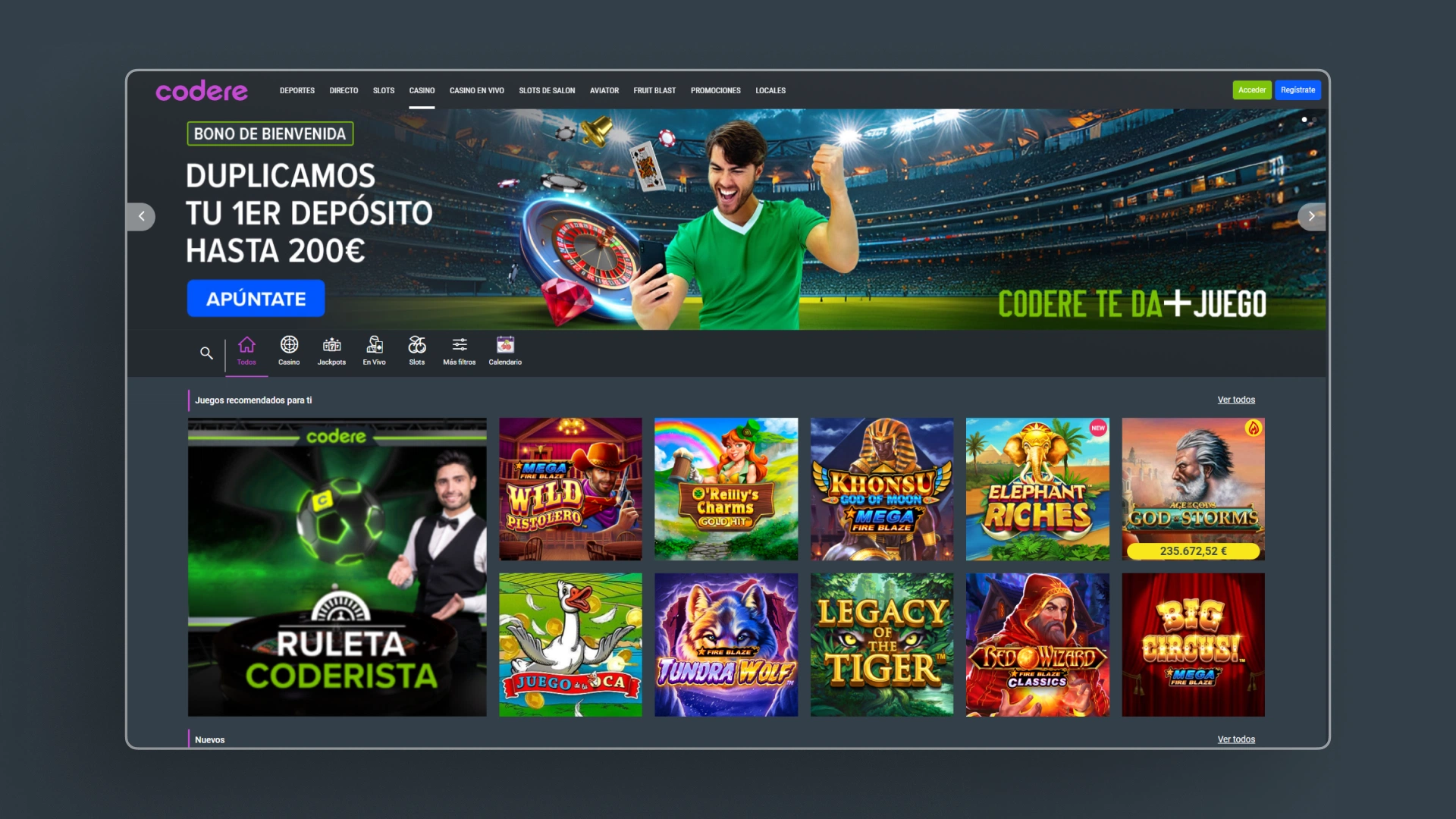 captura de pantalla casino codere