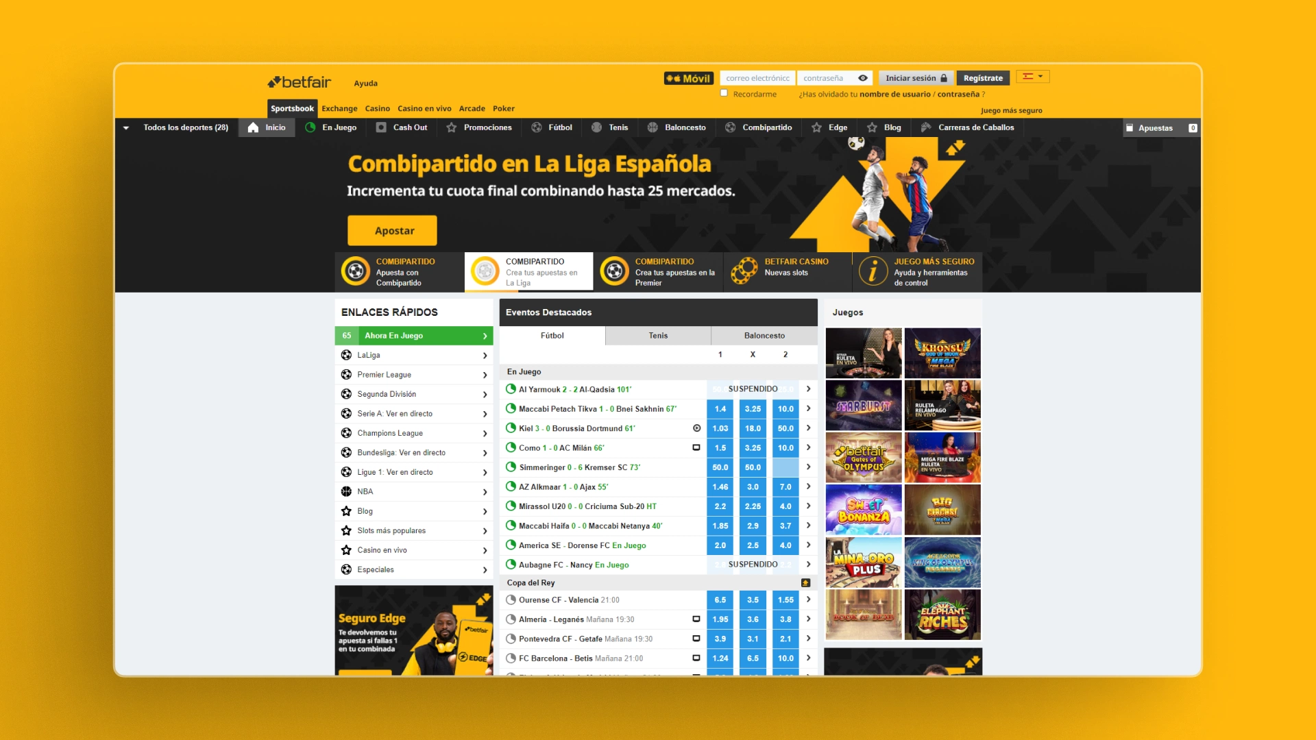 captura de pantalla homepage betfair