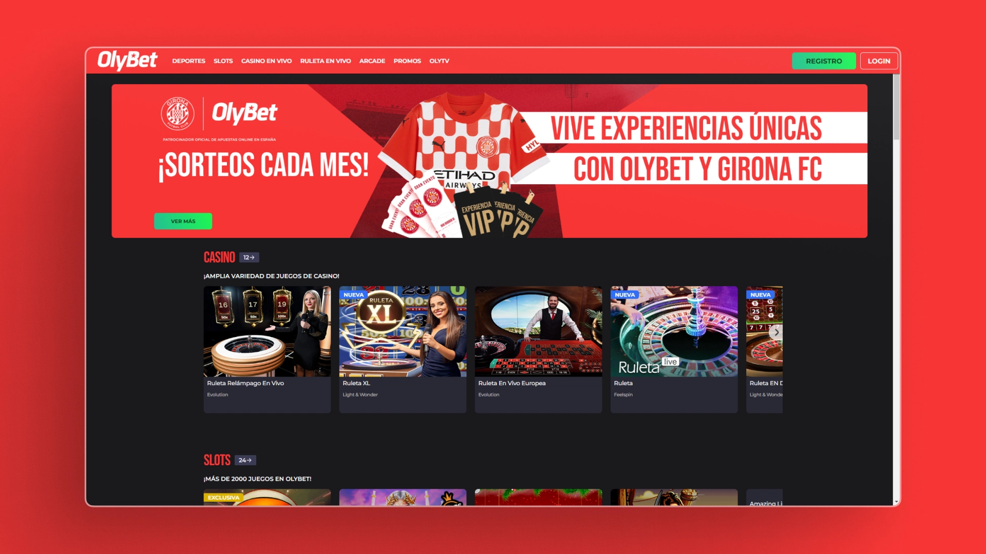 captura de pantalla homepage olybet