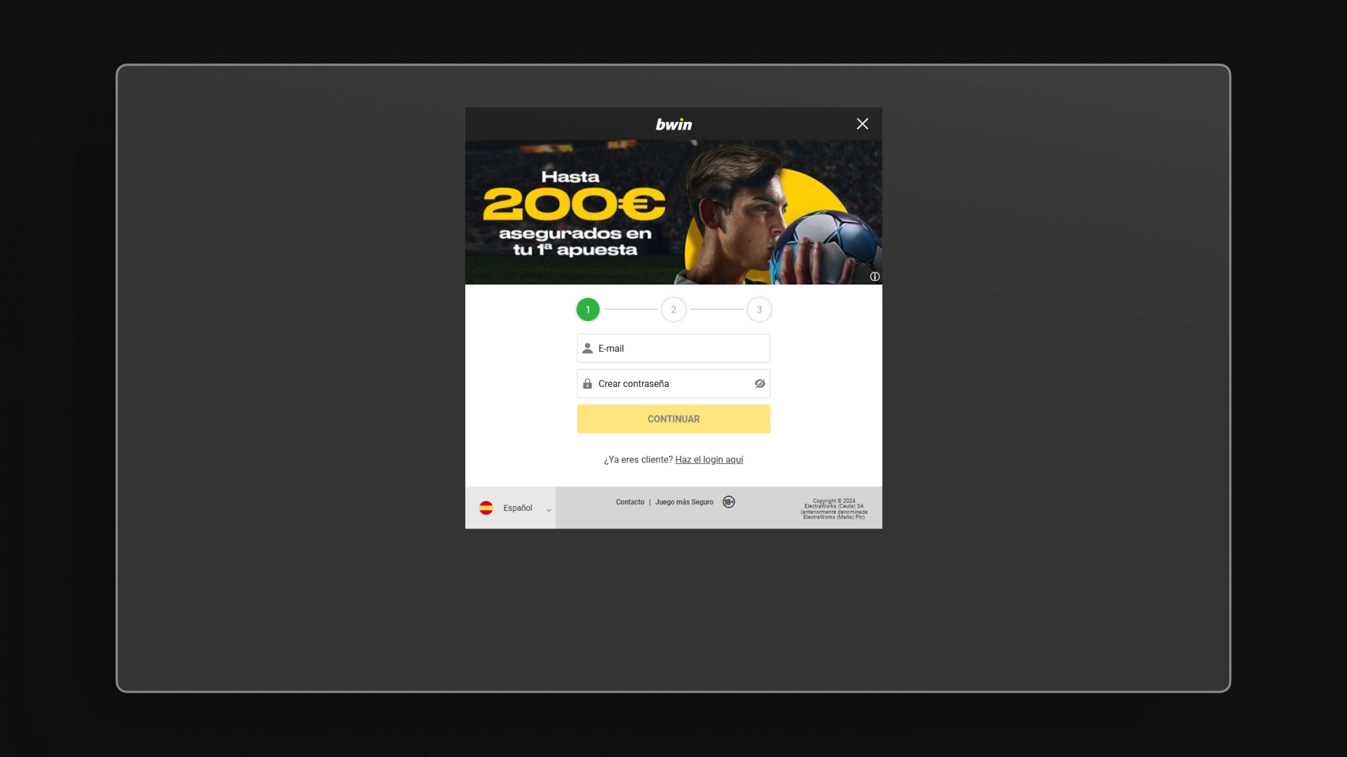 captura de pantalla registro bwin apuestas